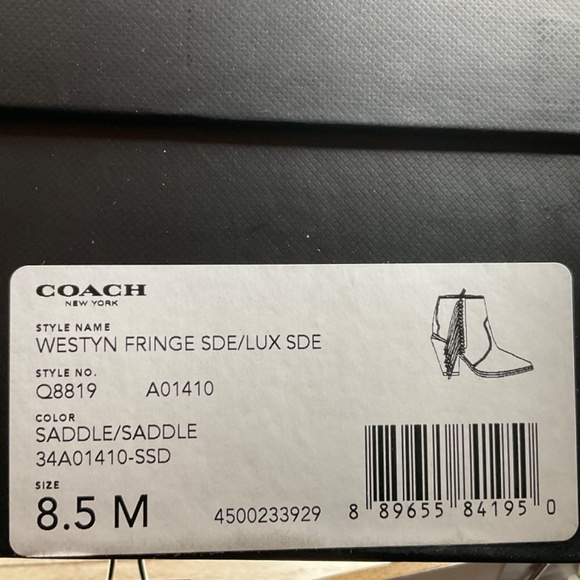 Coach Westyn Saddle Suede Fringe Western Boho short booties 8.5 - Picture 7 of 12